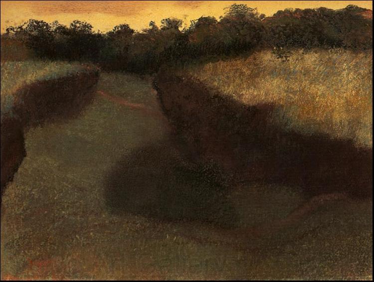Edgar Degas Wheatfield and Row of Trees Norge oil painting art